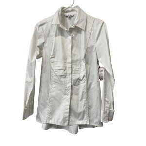 CAbi 734 Tucked Shirt Size Small Button Front Long Sleeve White Formal Wear NEW